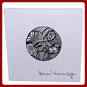 Original Mandala Art Signed 8x8 Canvas Handmade Drawing Boho Wall Decor NEW MTL1